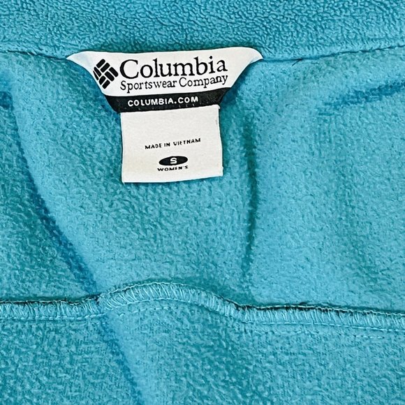 Columbia Womens Fleece Jacket Women’s Small Turquoise Zip Up Thumb Holes - Picture 5 of 9